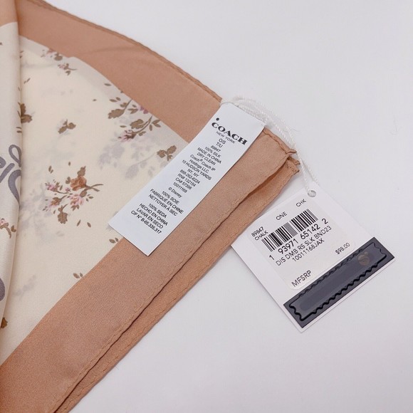 Coach X Disney Dumbo Rose Bouquet Print Silk Bandana Scarf 89846 NWT Org $98 - Picture 3 of 7